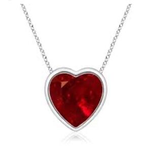Angara 14k White Gold Heart Ruby Solitary Pendant 0.5 cts AAAA Bezel 5 mm Heart